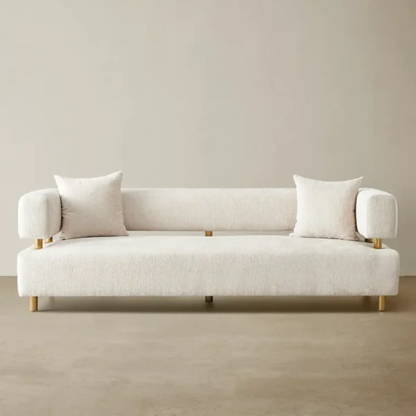 Malta II 3-Seater Powder White Chenille Fabric Sofa