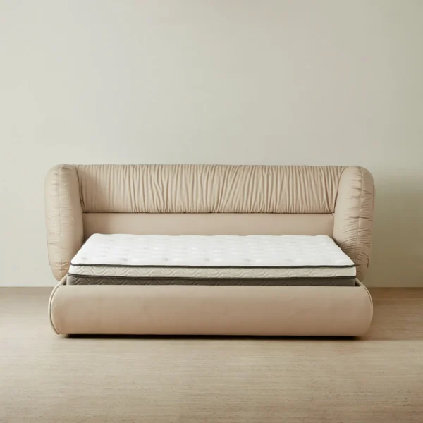 Martina Soft Beige Vegan Leather King Bed